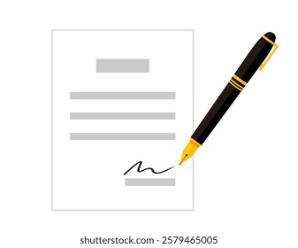 Illustration of a simple fountain pen.　Writing utensils.