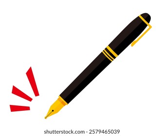 Illustration of a simple fountain pen.　Writing utensils.