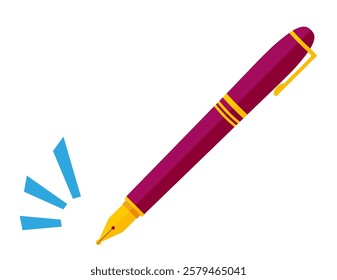 Illustration of a simple fountain pen.　Writing utensils.