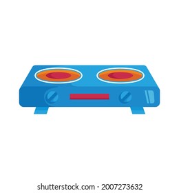 Illustration of simple gas stove with shadow detail flat design art vector