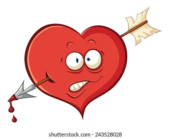 Illustration with simple gradients with the image of cartoon hearts