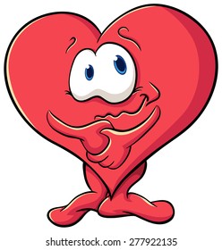 Illustration with simple gradients with the image of cartoon hearts with legs and arms