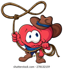 Illustration with simple gradients with the image of cartoon hearts with legs and arms