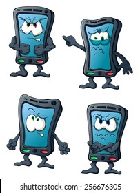 Illustration with simple gradients with the image of cute cartoon smartphone