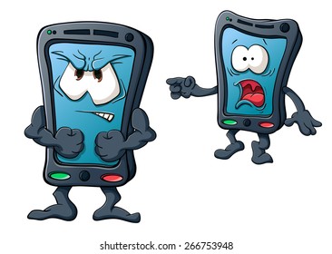 Illustration with simple gradients with the image of cute cartoon smartphone