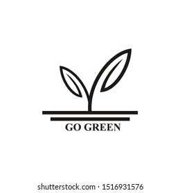 Illustration simple green leaf organic seeds logo vector 