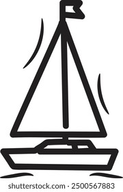 Illustration of a simple hand-drawn sailboat Icon