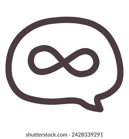 Illustration of a simple hand-drawn speech bubble with infinity sign