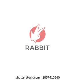 ILLUSTRATION SIMPLE HEAD RABBIT WITH LINE LOGO DESIGN VECTOR