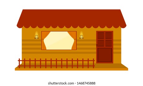 illustration of a simple house building. illustration of a flat style village building. Eps 10.