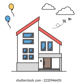 Es ist eine Illustration eines einfachen Hauses (Typ C).