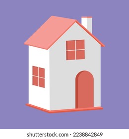 illustration of simple house isolated on purple background