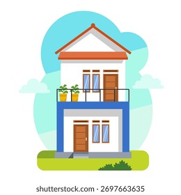 Ilustración de la casa simple aislada sobre fondo blanco