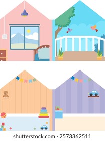 Illustration in a simple house modern printing background