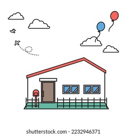 Es una ilustración de una casa simple (tipo W).