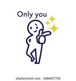 Ilustración de un simple humano señalando con el dedo a esto