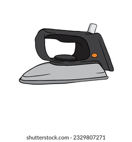 Illustration eines einfachen Bildes von Bügeleisen mit grauem Hemd