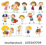 Illustration of simple kids on white