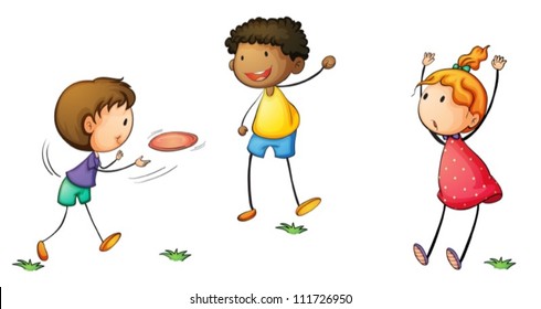 Illustration of simple kids playing
