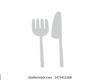 Illustration of a simple knife and fork.