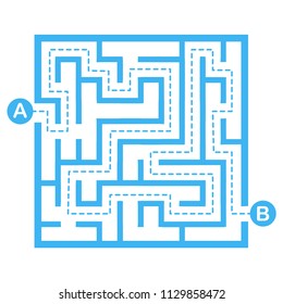 Illustration with simple labyrinth, maze conundrum for kids. Baby puzzle with entry and exit. Children riddle game.