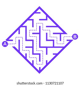 Illustration with simple labyrinth, maze conundrum for kids. Baby puzzle with entry and exit. Children riddle game.