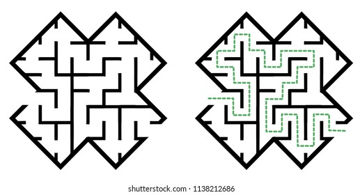 Illustration with simple labyrinth, maze conundrum for kids. Baby puzzle with entry and exit. Children riddle game.