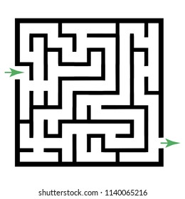 Illustration with simple labyrinth, maze conundrum for kids. Baby puzzle with entry and exit. Children riddle game.