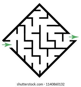 Illustration with simple labyrinth, maze conundrum for kids. Baby puzzle with entry and exit. Children riddle game.