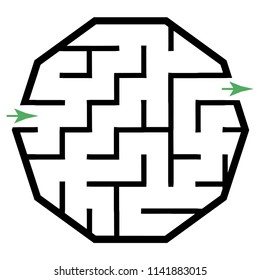 Illustration with simple labyrinth, maze conundrum for kids. Baby puzzle with entry and exit. Children riddle game.