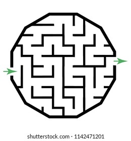 Illustration with simple labyrinth, maze conundrum for kids. Baby puzzle with entry and exit. Children riddle game.