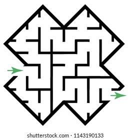 Illustration with simple labyrinth, maze conundrum for kids. Baby puzzle with entry and exit. Children riddle game.