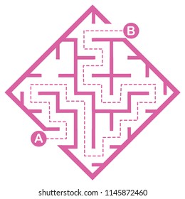 Illustration with simple labyrinth, maze conundrum for kids. Baby puzzle with entry and exit. Children riddle game.