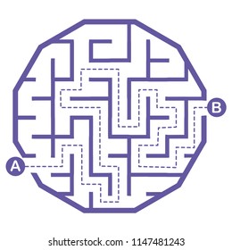 Illustration with simple labyrinth, maze conundrum for kids. Baby puzzle with entry and exit. Children riddle game.
