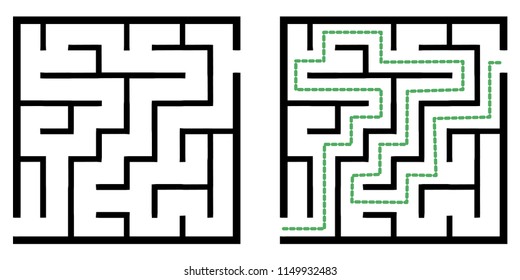 Illustration with simple labyrinth, maze conundrum for kids. Baby puzzle with entry and exit. Children riddle game.