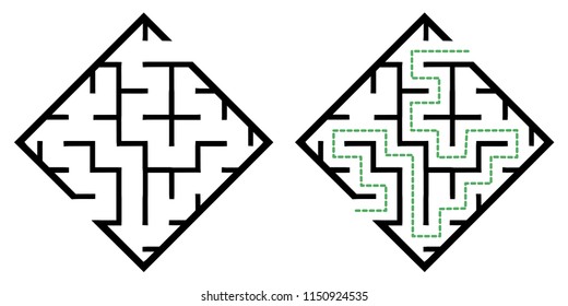 Illustration with simple labyrinth, maze conundrum for kids. Baby puzzle with entry and exit. Children riddle game.