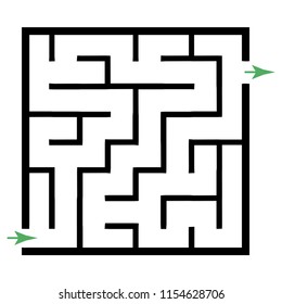 Illustration with simple labyrinth, maze conundrum for kids. Baby puzzle with entry and exit. Children riddle game.
