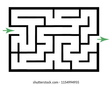Illustration with simple labyrinth, maze conundrum for kids. Baby puzzle with entry and exit. Children riddle game.