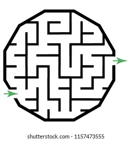 Illustration with simple labyrinth, maze conundrum for kids. Baby puzzle with entry and exit. Children riddle game.
