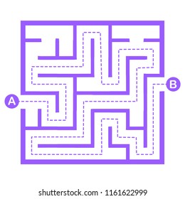 Illustration with simple labyrinth, maze conundrum for kids. Baby puzzle with entry and exit. Children riddle game.