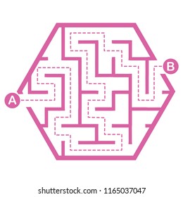 Illustration with simple labyrinth, maze conundrum for kids. Baby puzzle with entry and exit. Children riddle game.