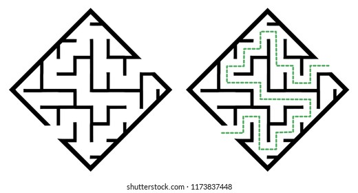 Illustration with simple labyrinth, maze conundrum for kids. Baby puzzle with entry and exit. Children riddle game.