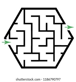 Illustration with simple labyrinth, maze conundrum for kids. Baby puzzle with entry and exit. Children riddle game.