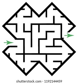 Illustration with simple labyrinth, maze conundrum for kids. Baby puzzle with entry and exit. Children riddle game.