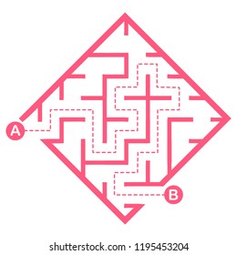 Illustration with simple labyrinth, maze conundrum for kids. Baby puzzle with entry and exit. Children riddle game.