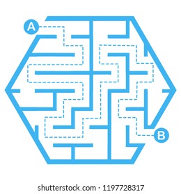 Illustration with simple labyrinth, maze conundrum for kids. Baby puzzle with entry and exit. Children riddle game.