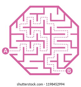 Illustration with simple labyrinth, maze conundrum for kids. Baby puzzle with entry and exit. Children riddle game.