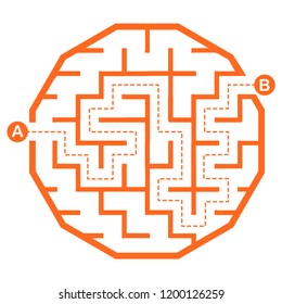 Illustration with simple labyrinth, maze conundrum for kids. Baby puzzle with entry and exit. Children riddle game.