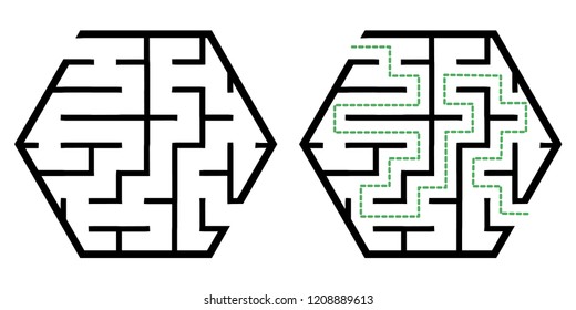 Illustration with simple labyrinth, maze conundrum for kids. Baby puzzle with entry and exit. Children riddle game.