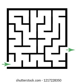 Illustration with simple labyrinth, maze conundrum for kids. Baby puzzle with entry and exit. Children riddle game.